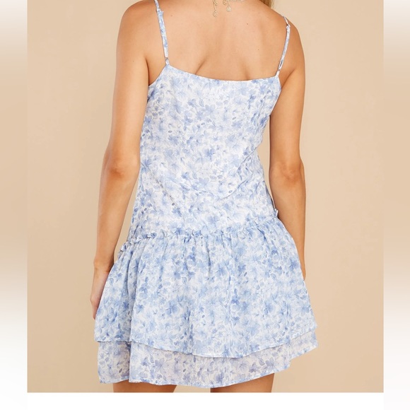 Red dress brand Storia Blue and white floral print mini dress size medium - Picture 3 of 6